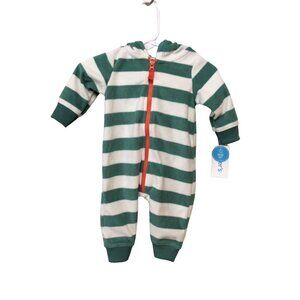 CARTERS Hooded Romper 3 Months Green White Striped